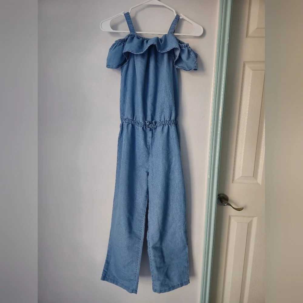 NAUTICA Girls Romper DENIM RUFFLES PANTS SZ 12/14